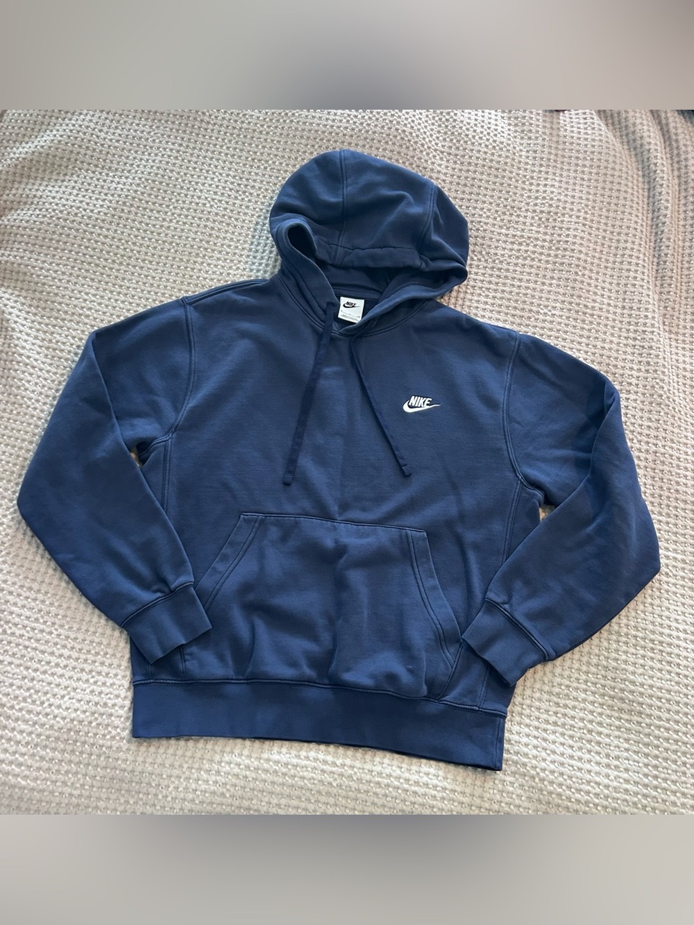 Nike Navy Blue Pullover Hoodie with White Swoosh